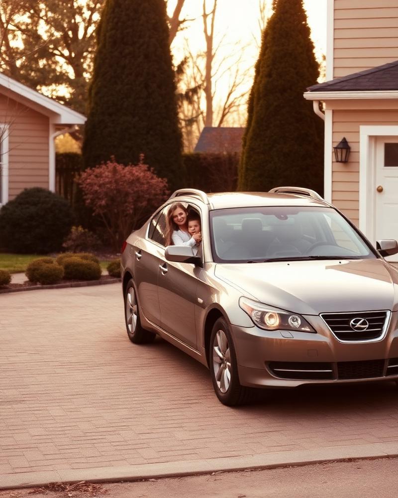 A family car parked in a home driveway